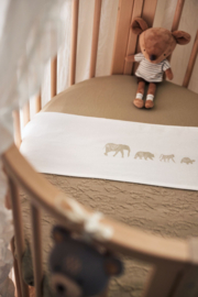 Jollein Laken Wieg 75x100cm Animals Olive Green.