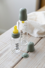 BIBS Baby Glass Bottle Complete Set Latex 225ml - Sage.