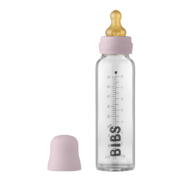BIBS Baby Glass Bottle Complete Set Latex 225ml - Dusky lilac.