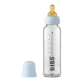 BIBS Baby Glass Bottle Complete Set Latex 225ml - Baby blue.