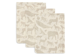 Jollein Hydrofiel Washandje 15x20cm Animals Nougat (3pack).