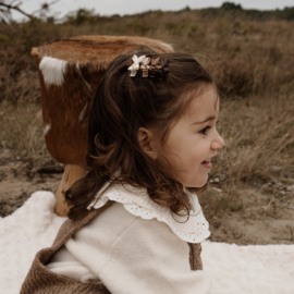 Baby haarspeldjes met strikje - brown satin.