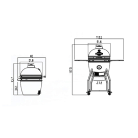 Yakiniku medium grill 16" met onderstel en zijbordjes