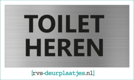 art.nr. 016-rvs wc deurplaatje- rvs wc deurbordje-rvs pictogrambordje-wc deurplaatjes-TEKST TOILET HEREN 18x9 CM