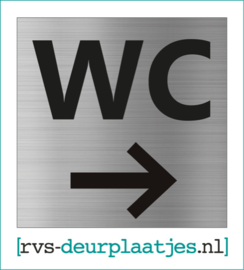 art.nr. 020-rvs wc deurplaatje- rvs wc deurbordje-rvs pictogrambordje-wc deurplaatjes-tekst WC -> - 9x9 CM