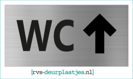 art.nr. 025-rvs wc deurplaatje- rvs wc deurbordje-rvs pictogrambordje-wc deurplaatjes-tekst WC <- - 18x9 CM