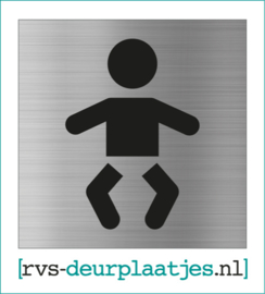 art.nr. 018-rvs wc deurplaatje- rvs wc deurbordje-rvs pictogrambordje-wc deurplaatjes-pictogram VERZORGINGSRUIMTE 9x9 CM