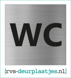 art.nr. 019-rvs wc deurplaatje- rvs wc deurbordje-rvs pictogrambordje-wc deurplaatjes-tekst WC - 9x9 CM