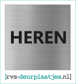 art.nr. 059-rvs wc deurplaatje- rvs wc deurbordje-rvs pictogrambordje-wc deurplaatjes-tekst HEREN - 9x9 CM