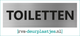 art.nr. 031-rvs wc deurplaatje- rvs wc deurbordje-rvs pictogrambordje-wc deurplaatjes-tekst TOILETTEN - 15x5 CM