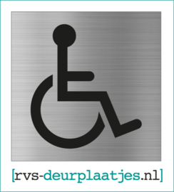 art.nr. 004-rvs wc deurplaatje- rvs wc deurbordje-rvs pictogrambordje-wc deurplaatjes-pictogram MINDERVALIDE 9x9CM