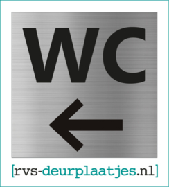 art.nr. 021-rvs wc deurplaatje- rvs wc deurbordje-rvs pictogrambordje-wc deurplaatjes-tekst WC <- - 9x9 CM