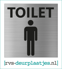 art.nr. 005-rvs wc deurplaatje- rvs wc deurbordje-rvs pictogrambordje-wc deurplaatjes-TEKST TOILET + PICTOGRAM HEREN 9x9CM