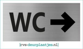 art.nr. 023-rvs wc deurplaatje- rvs wc deurbordje-rvs pictogrambordje-wc deurplaatjes-tekst WC -> - 18x9 CM