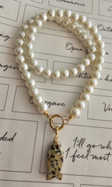 Chunky Pearls ketting met Dalmatiër Jaspis hanger