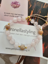Rozenkwarts & Maansteen BlessingMala 8mm
