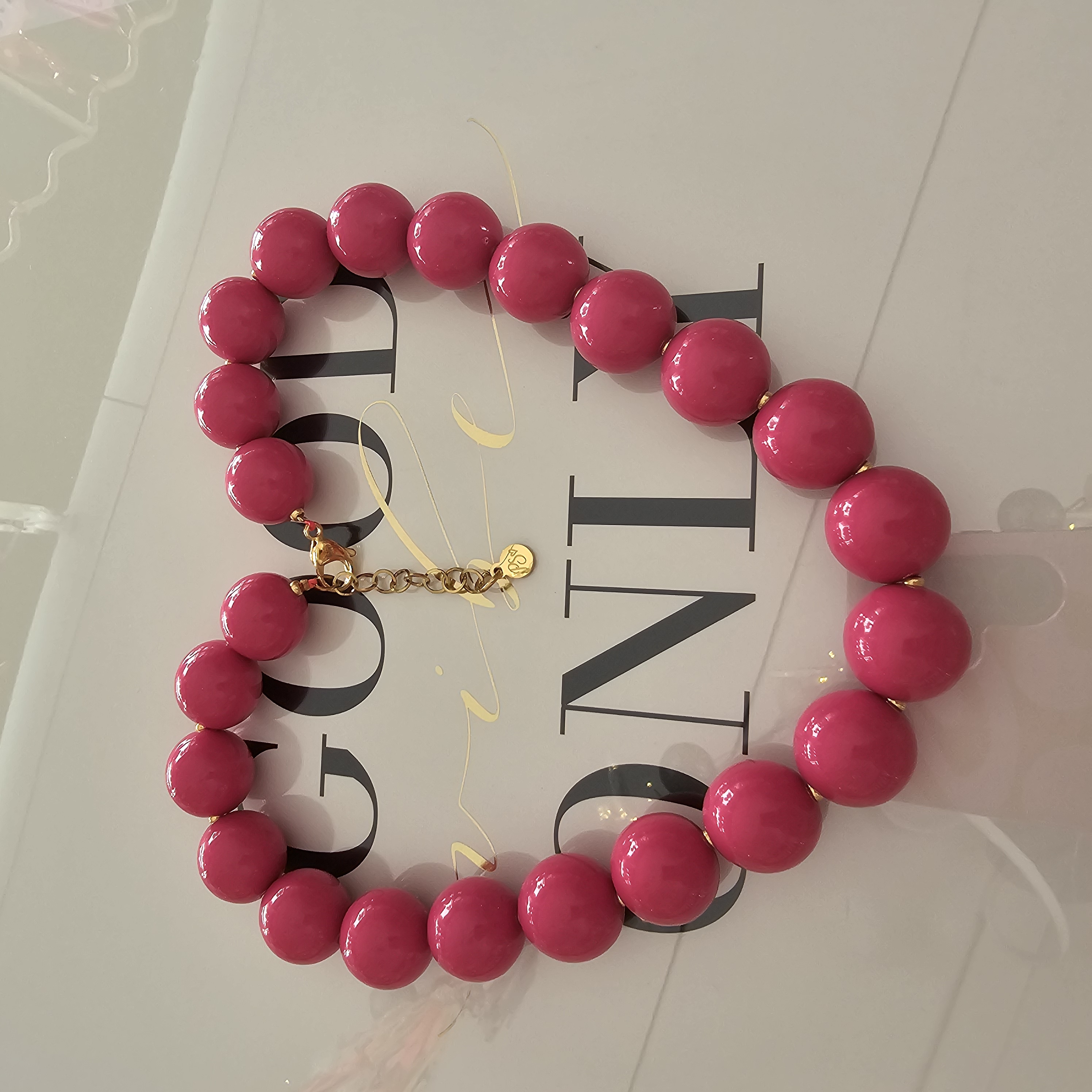 Kauwgombal ketting Magenta Pink