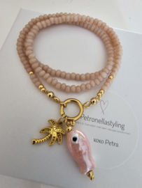 Vintage roze Miyuki boeislot ketting