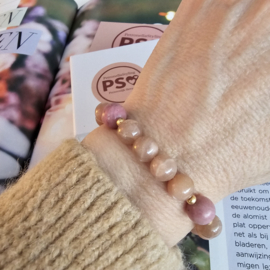 PinkMoon Maansteen Rhodoniet Blessing Mala 8mm