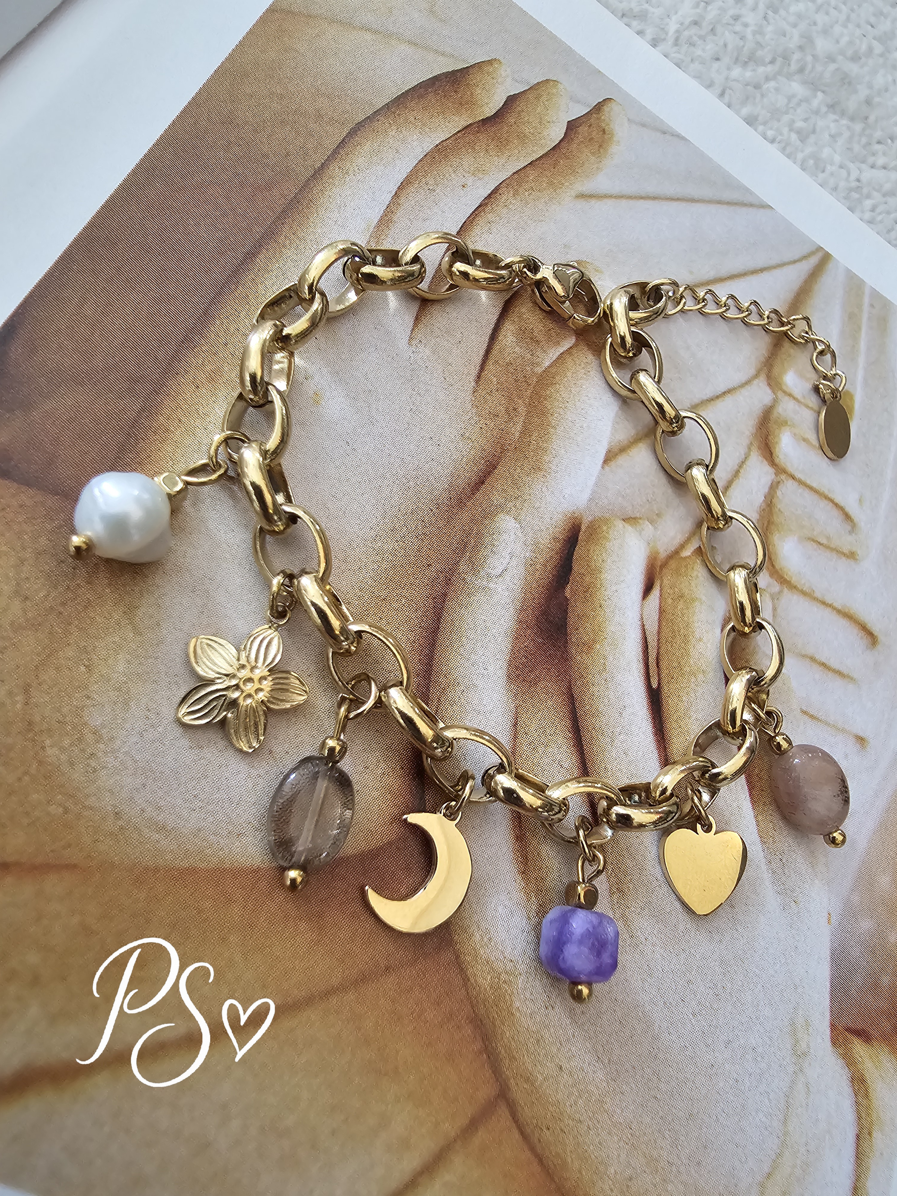 Bedelarmband met mix edelsteen