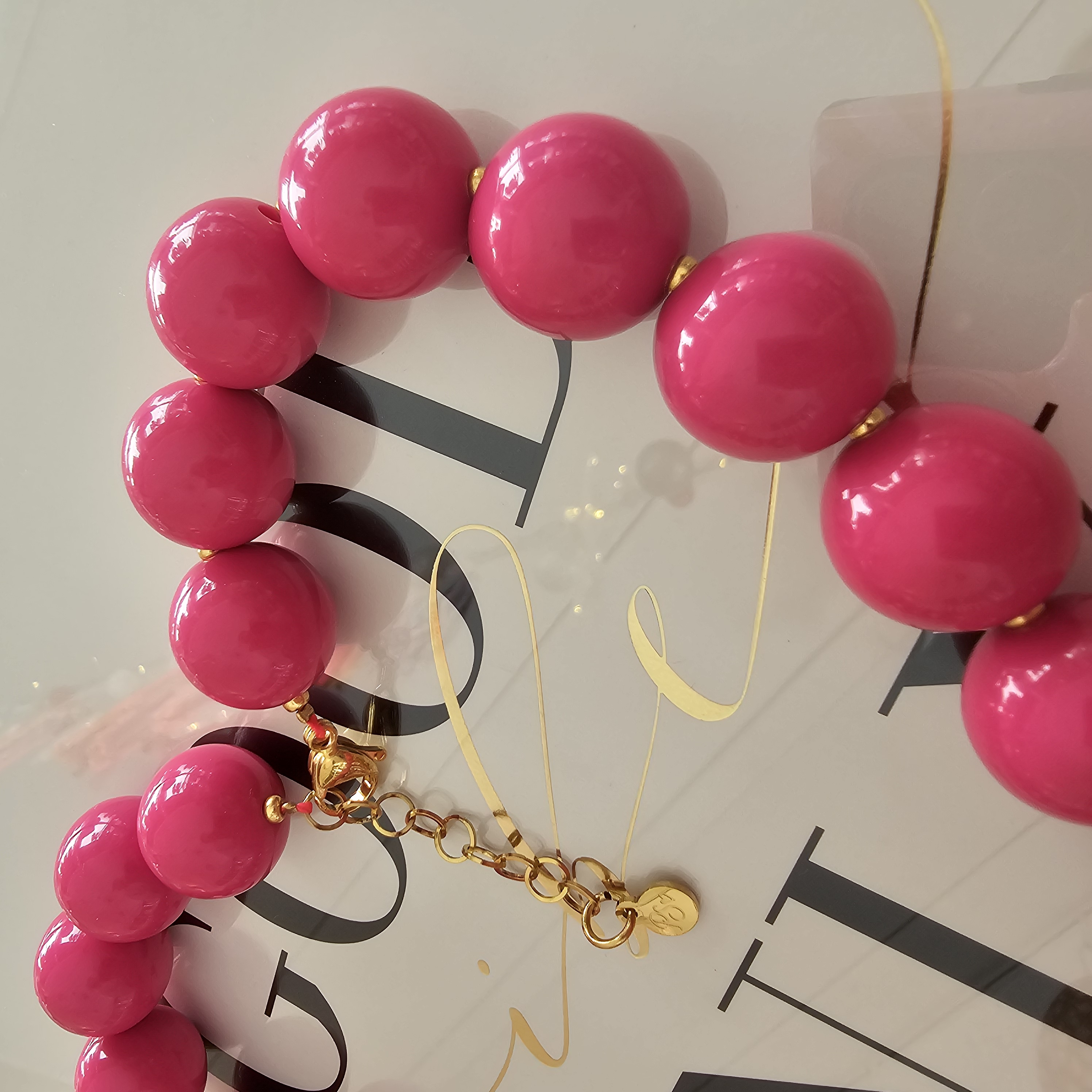 Kauwgombal ketting Magenta Pink