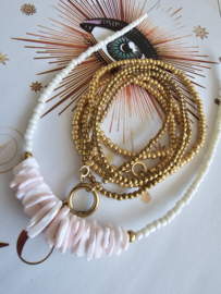 Seadbeads white, pink schelp