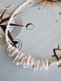 Seadbeads white, pink schelp