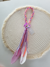 Boho haarband met bloem, kant, glitter en veren