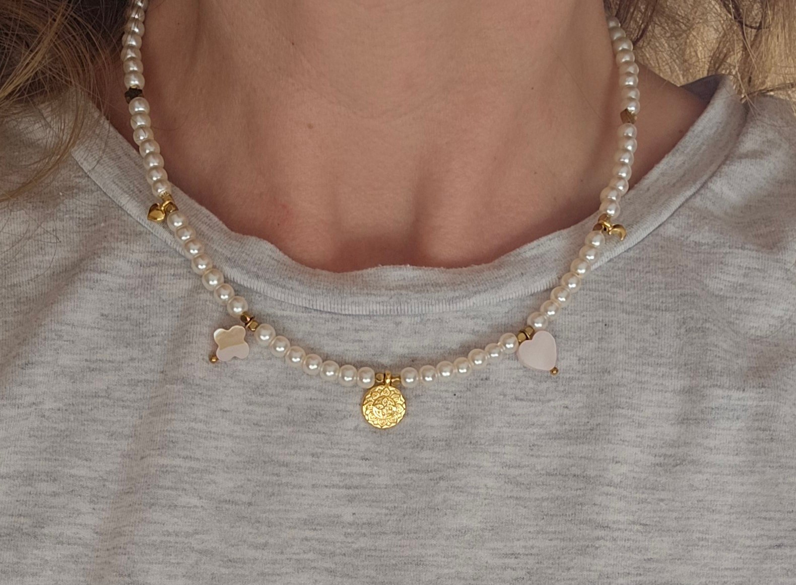 Parellook ketting met bedels
