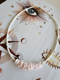 Seadbeads white, pink schelp