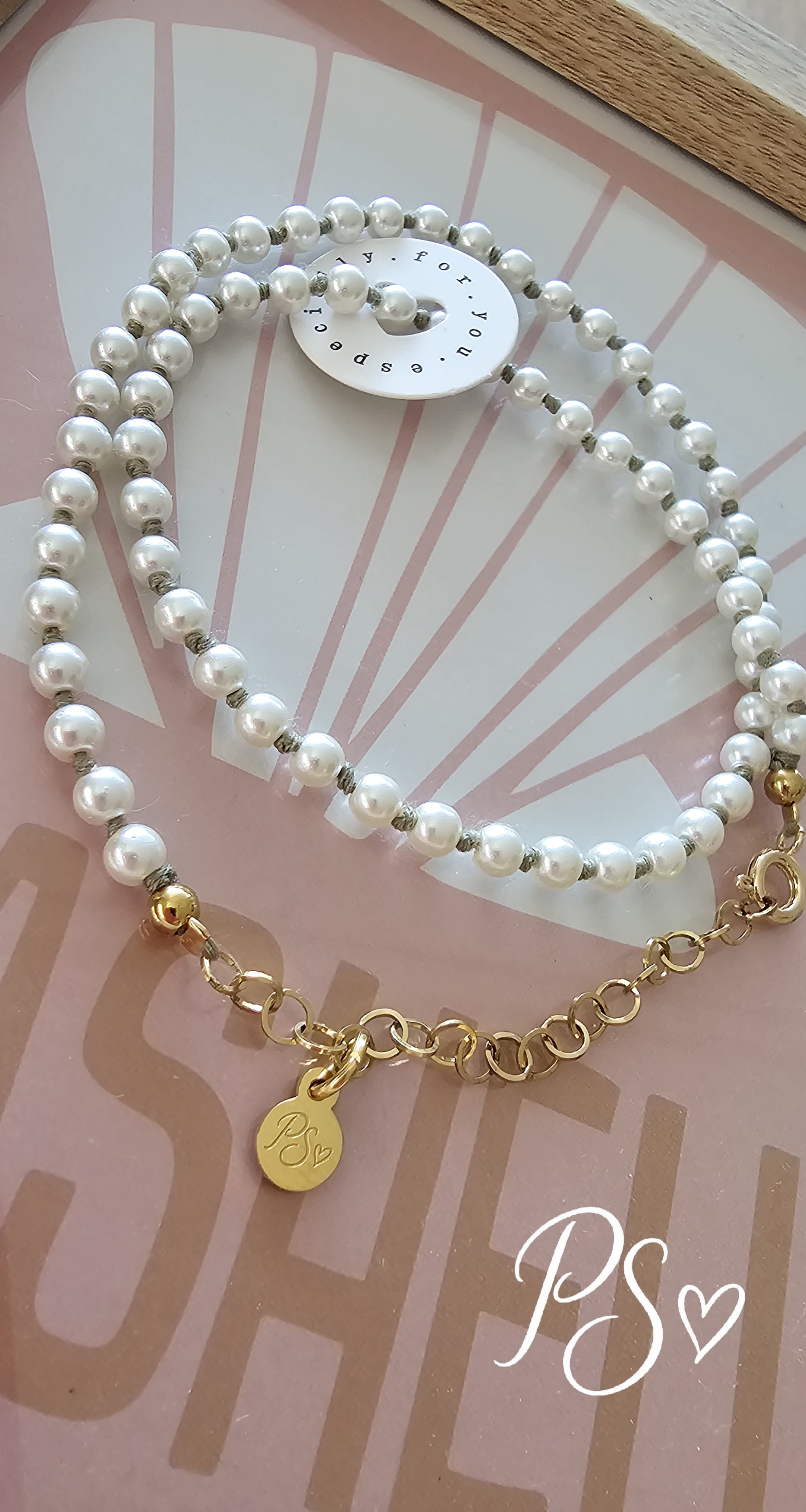 Vintage Parellook ketting (groene draad)