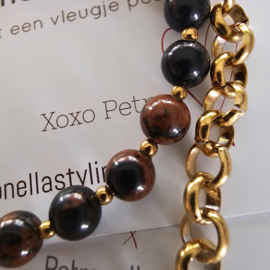 Complete set 50/50 beads ketting Mahonie Obsediaan
