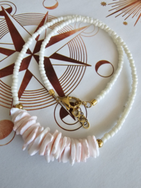 Seadbeads white, pink schelp
