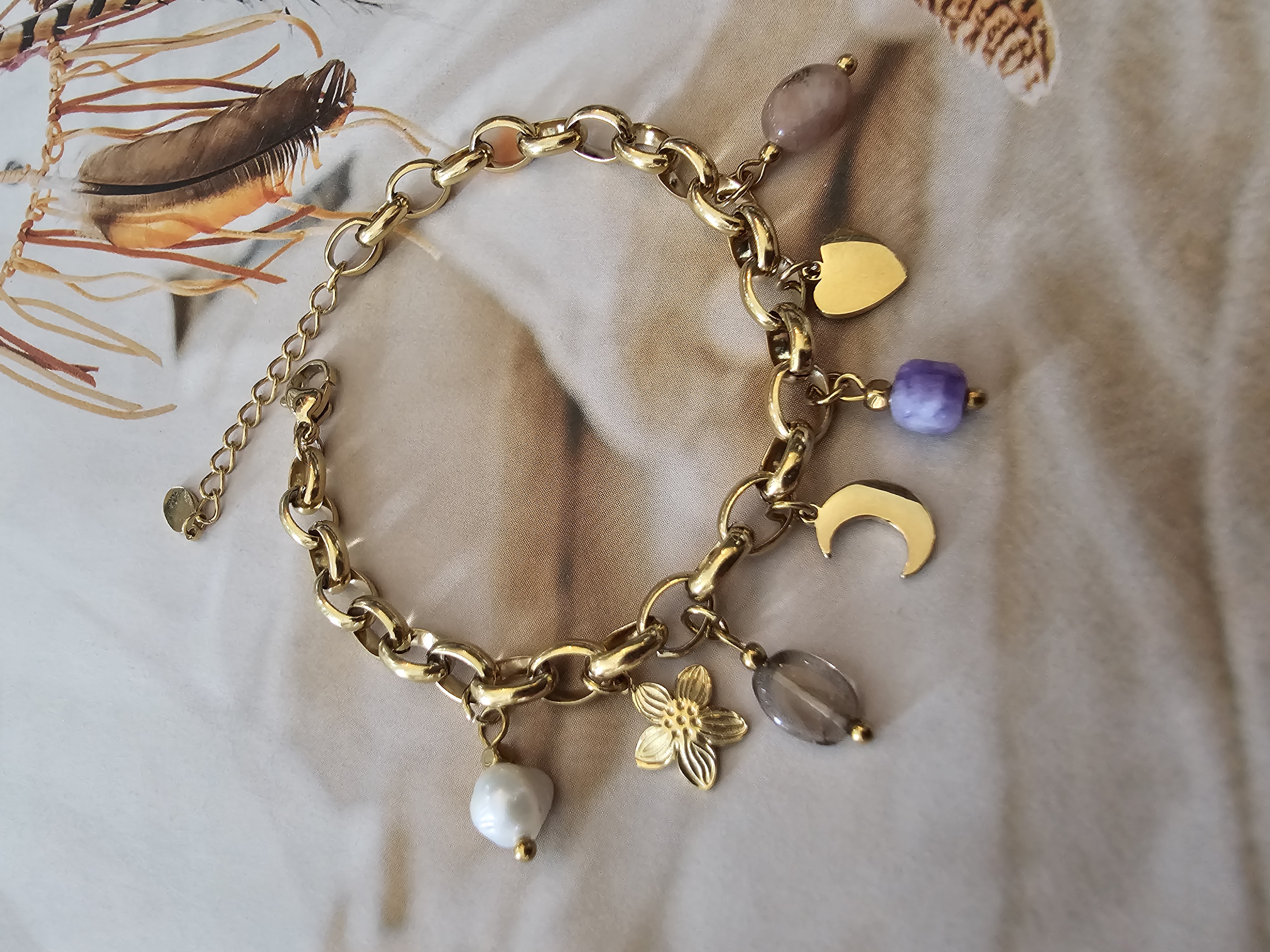 Bedelarmband met mix edelsteen