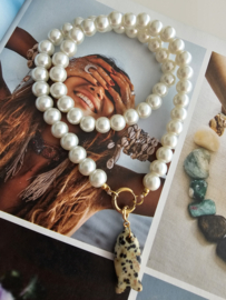 Chunky Pearls ketting met Dalmatiër Jaspis hanger