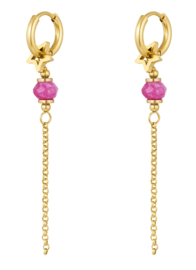Oorbellen Jade, star en chain