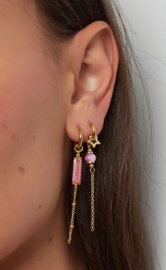 Oorbellen Jade, star en chain