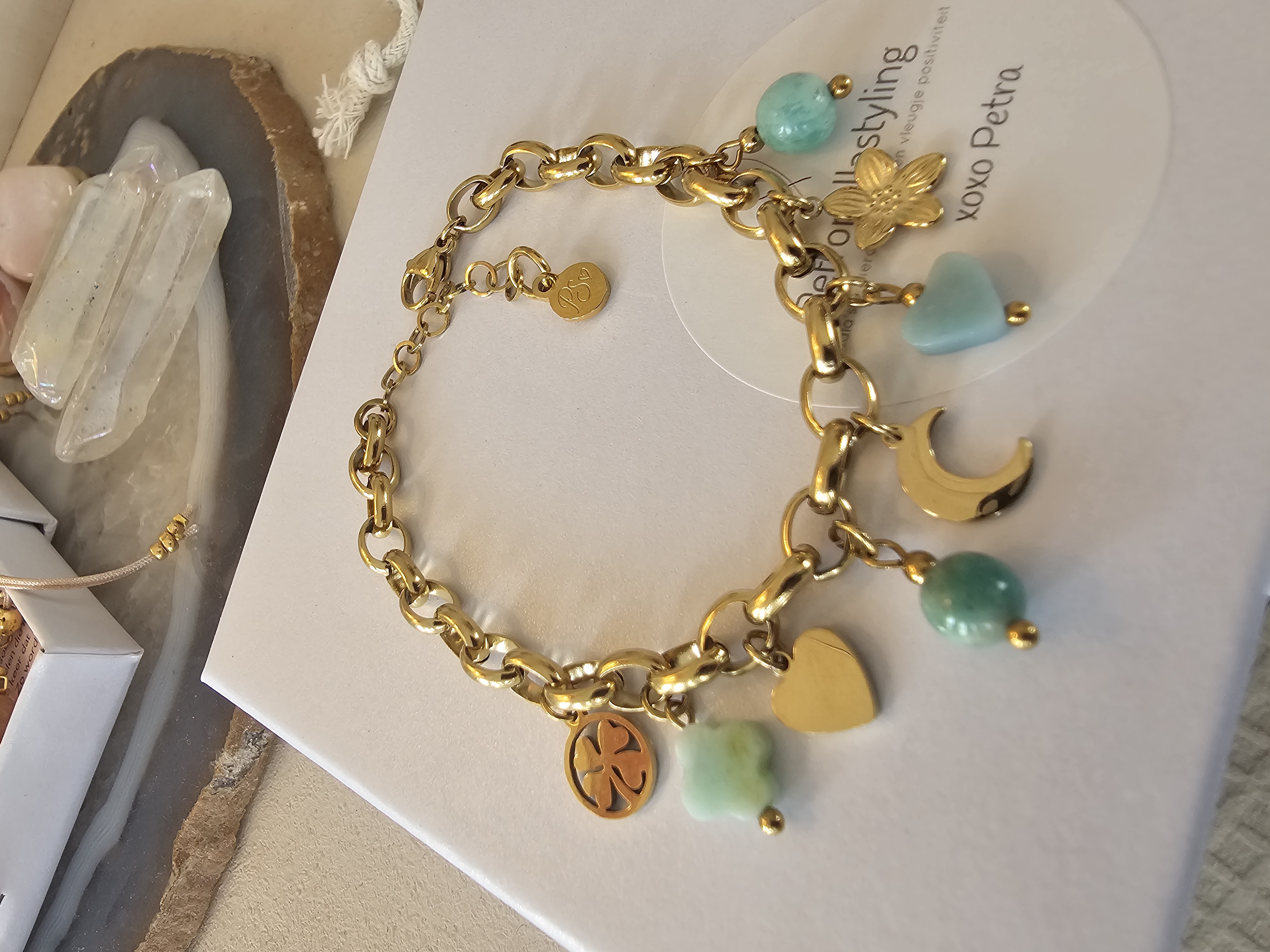 Bedelarmband Amazoniet en Jade