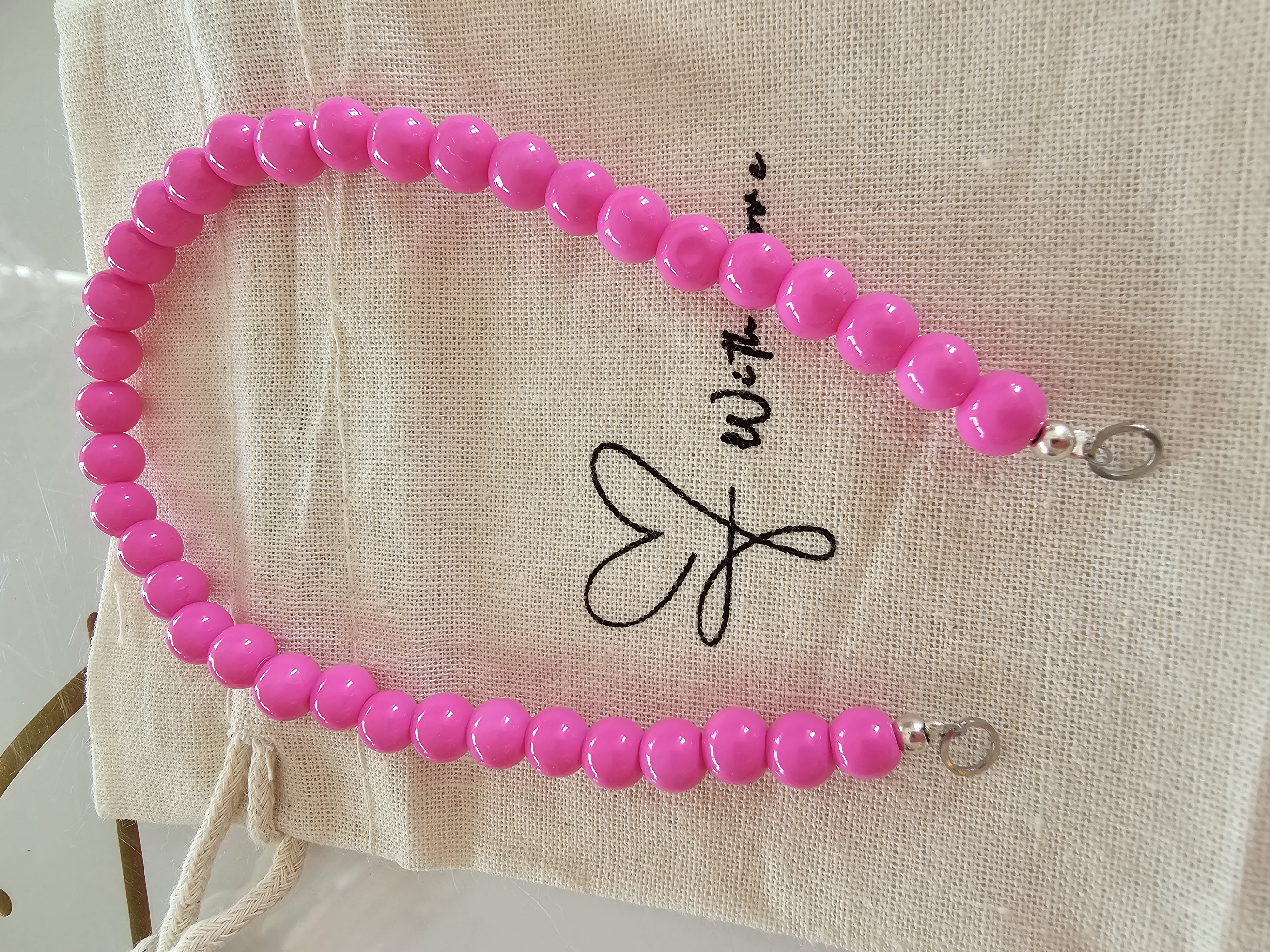 Hot Pink 50/50 beads Zilver