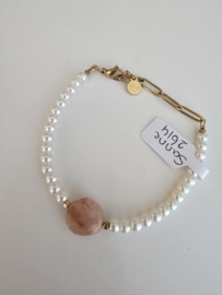 Sanne 2614 Abrikoos Maansteen armbandje