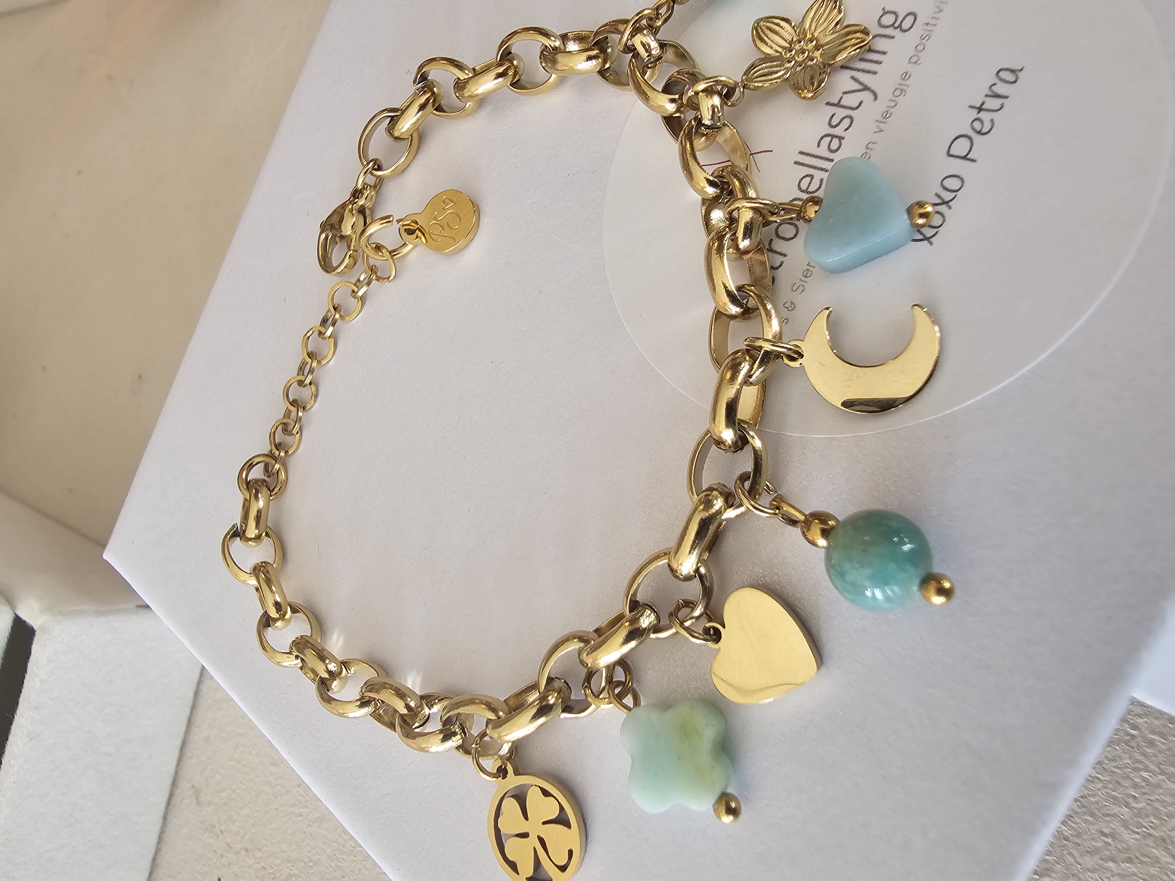Bedelarmband Amazoniet en Jade