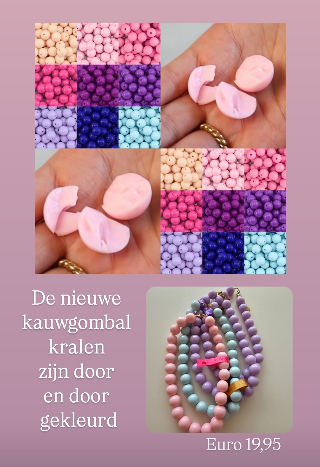 Kauwgombal ketting (nieuwe kleuren)