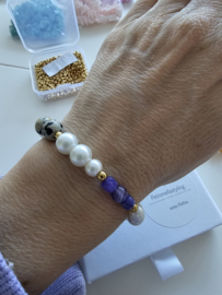 Pearl look met Amethist en Dalmatiër Jaspis