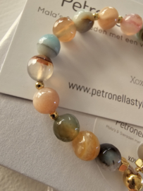 Agaat, Amazoniet & Maansteen BlessingMala  8mm