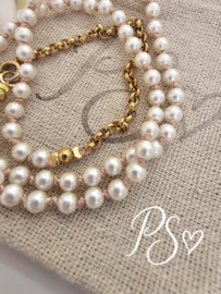 Vintage Parellook ketting (roze parelzijde)