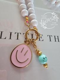 Festival Smiley ketting wit