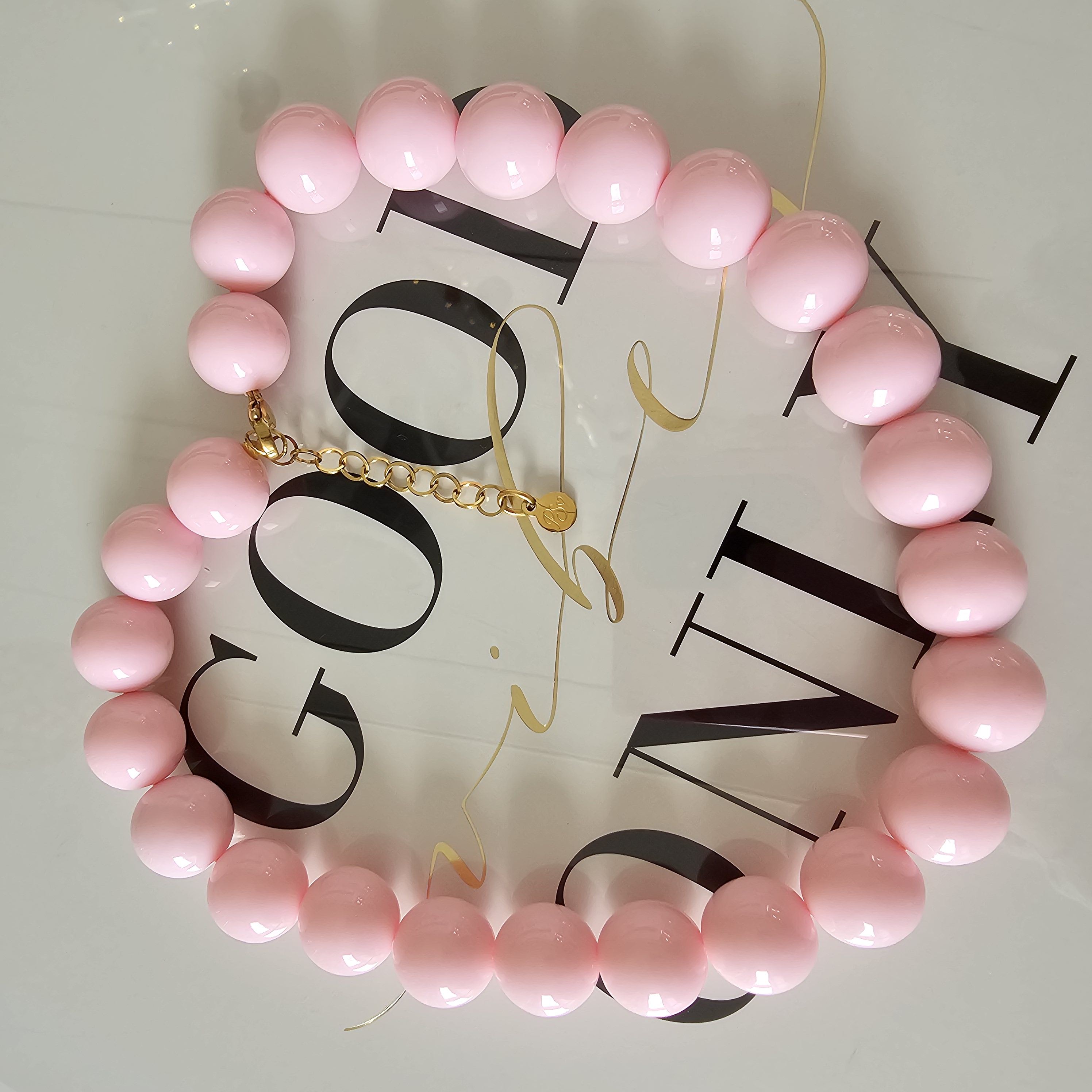 Kauwgombal ketting zacht Roze