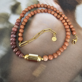 Indian Goudstroom message box ketting Amour