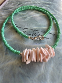Seadbeads Green, Pink schelp (zilver)