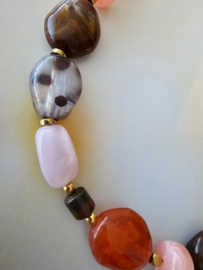Chunky ketting Tijgeroog en Acrylkralen